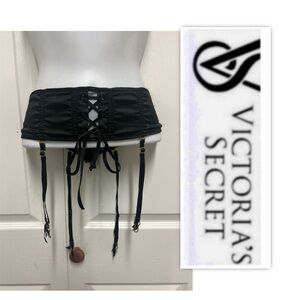 Victoria's Secret Black Sateen Statement Garter Belt